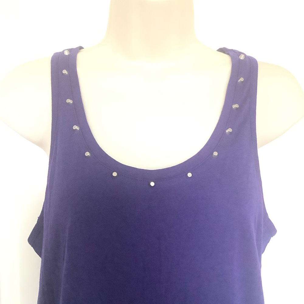 NWT Express Womens Small Purple Studded Collar Sheer Back Tank Top